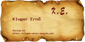 Kluger Ernő névjegykártya